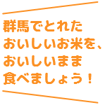 群馬でとれたおいしいお米を、美味しいまま食べましょう!